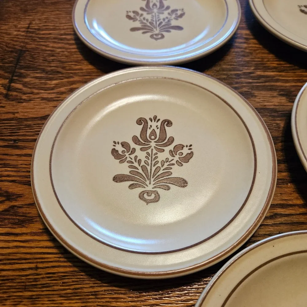 Pfaltzgraff‎ Village Bread/Salad Plates Set of 5 Vintage USA Stoneware Brown